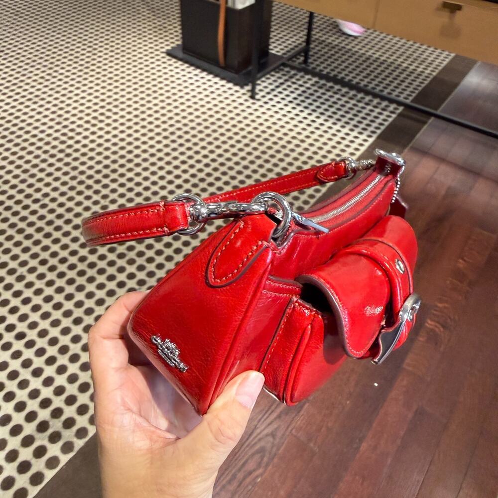 Coach Outlet Ashton Mini Shoulder Bag CDB19 Silver/Dark Cardinal - Picture 4 of 10